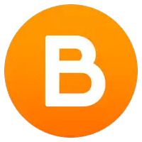 an orange circle with a white b inside of it