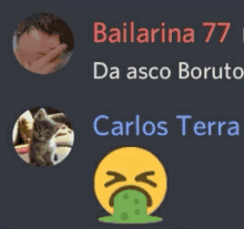 a screenshot of a chat with carlos terra and bailarina