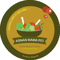 a sticker with a bowl of vegetables and the words asinan mama pidi