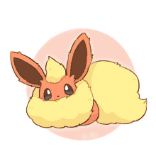 a cartoon drawing of a fluffy orange and yellow rabbit