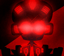 a cartoon drawing of a robot with glowing red eyes and the number 10