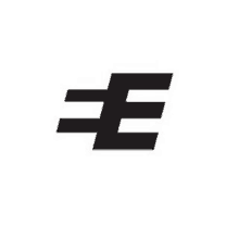 a black and white logo with the letter e on a white background