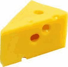 a slice of cheese with holes in it on a white background .