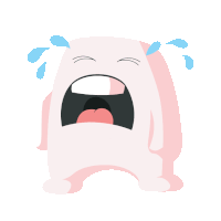 a pink cartoon character is crying with tears coming out of his eyes