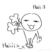 a black and white drawing of a person holding a flower and giving a peace sign .