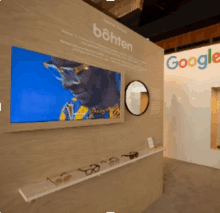 a room with a google sign on the wall