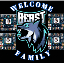 a welcome beast family poster with a wolf head