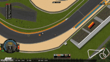 a computer screen shows a race track with a speedometer that reads 210