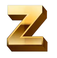 gold letter z on a white background with a shadow