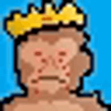 a pixel art of a man wearing a crown