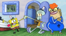 spongebob and squidward from spongebob squarepants are dancing together