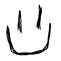 a black and white drawing of a smiley face with a broken eye .