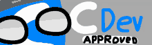 a logo for ocdev approved with a blue and white circle