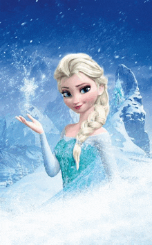 a picture of elsa from the movie frozen standing in the snow