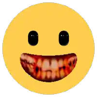 a yellow smiley face with black eyes and a large mouth