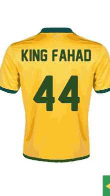 a yellow jersey with the name king fahad and the number 44 on it