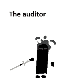 a drawing of a man with a sword and the words the auditor