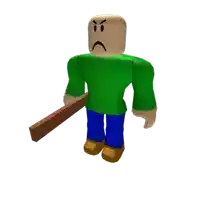 a roblox character with an angry face and a wooden stick