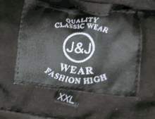 a label on a jacket that says quality classic wear