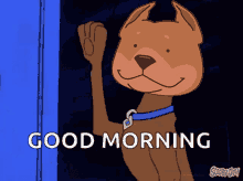 a scooby doo cartoon says good morning in the corner