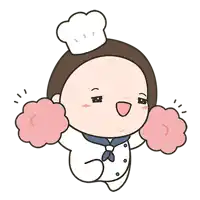 a cartoon character wearing a chef 's hat is cheering with pom poms