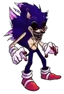 a cartoon of a purple sonic the hedgehog holding a sword and pointing at the camera .