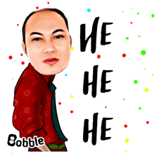 a cartoon of a man with the words " we he he he " on the bottom