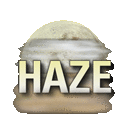 a hamburger with the word haze on it .