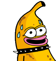 a cartoon banana wearing a spiked collar