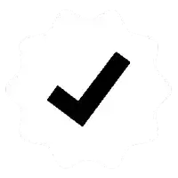 a black check mark icon on a white background