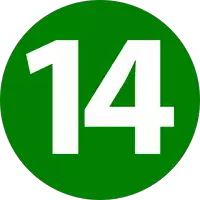 a green circle with the number 14 inside