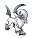 a pixel art drawing of a pokemon with a long tail and red eyes .