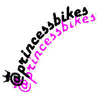 a pink and black logo for princessbikes with a white background