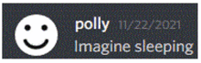 a picture of a smiley face and the words polly imagine sleeping .