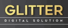 a logo for glitter digital solution with gold letters