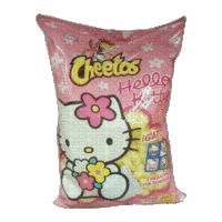 a bag of cheetos with hello kitty on the front