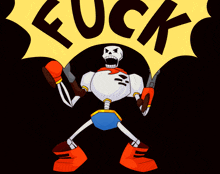 a cartoon drawing of papyrus with the word fuck in the background