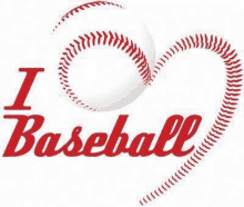 a baseball with the words `` i love baseball '' and a heart made of baseball laces .