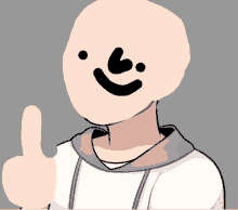 a cartoon drawing of a bald man with a smile on his face