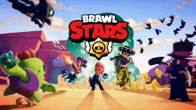 a poster for brawl stars shows a group of characters fighting each other