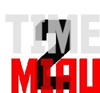 a logo that says time 2 miau in black and red