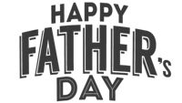 a black and white sign that says happy father 's day on a white background