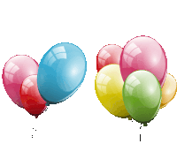 a bunch of colorful balloons floating in the air on a white background