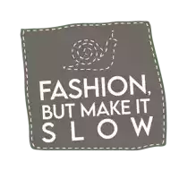 a sign that says fashion but make it slow with a snail