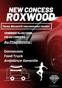 a poster for new concess roxwood shows a hot dog truck