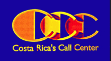 a logo for costa rica 's call center with a blue background