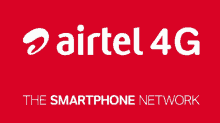 a red background with airtel 4g written on it