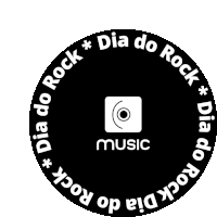 a black circle with dia do rock music written in white