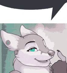 a cartoon drawing of a wolf with a speech bubble behind it