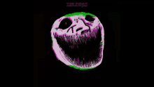 a nightmare before christmas meme with a purple and green glowing face and a black background .